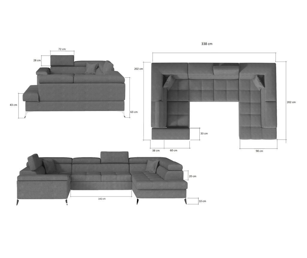 Kutna sofa na razvlačenje u obliku slova U Thiago - 3