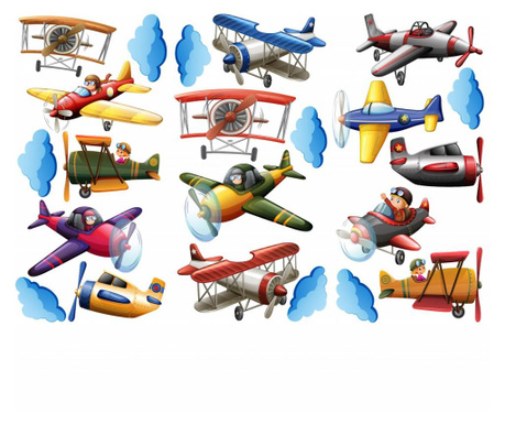 Set stickere decorative perete copii, avioane, 60x90 cm
