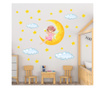 Set stickere decorative perete copii, zana pe luna cu stele, 60x90 cm