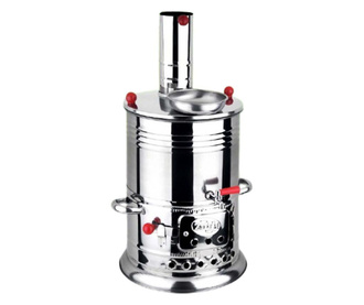 Samovar traditional turcesc pe lemne cu ceainic cu capacitate 1.2 lt, zarifis, capacitate volum 4 litri de apa, 22 x 50 cm, otel