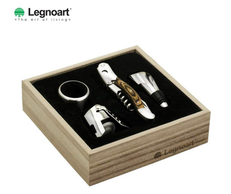 Set 4 accesorii pentru vin, legnoart - memorabile wine connoisseur