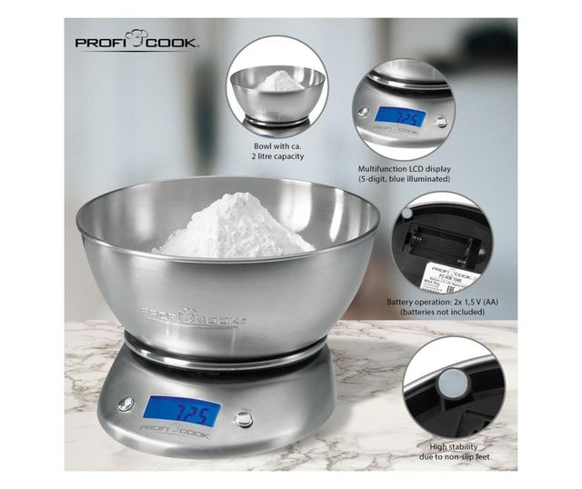 Cantar de bucatarie cu bol, proficook - kw1040