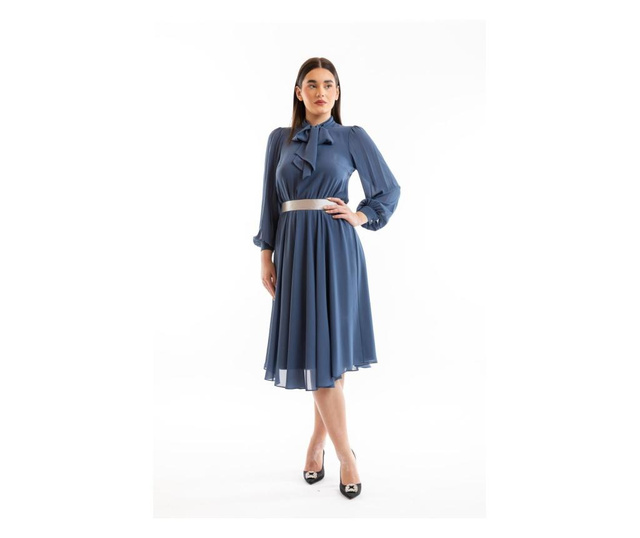 Rochie eleganta din voal indigo Nichi  42