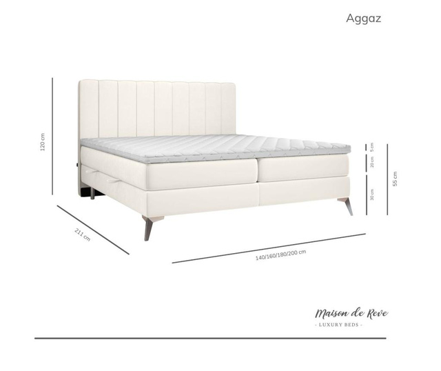 Boxspring krevet s prostorom za odlaganje Aggaz 180x211 cm
