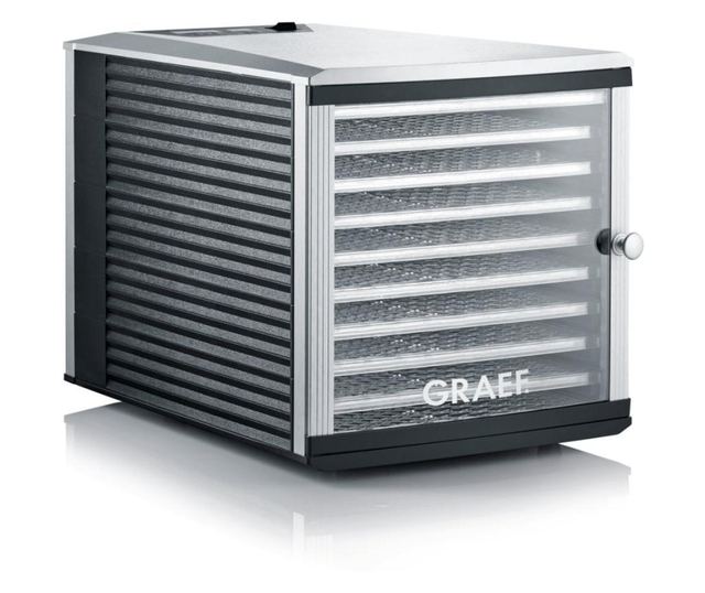 Graef szárító, DA510, 10 db 295 x 365 mm-es tálcával, BPA-mentes, állítható hőmérséklet és termosztát, ezüst