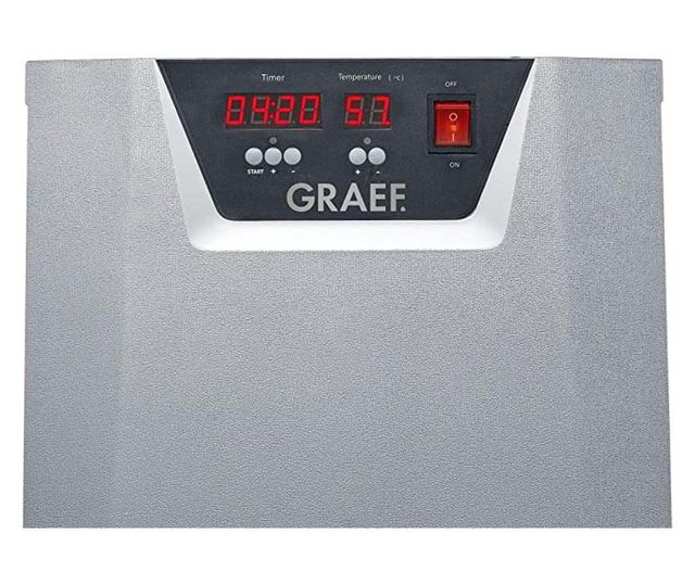 Graef szárító, DA510, 10 db 295 x 365 mm-es tálcával, BPA-mentes, állítható hőmérséklet és termosztát, ezüst
