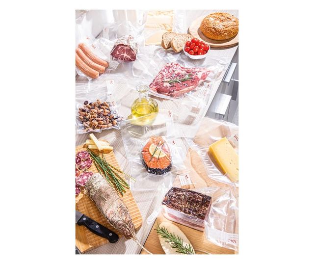 Set de 100 pungi pentru vidat universale, magic vac - 20 x 30 cm, cu eticheta