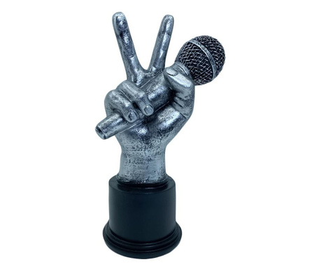 Statueta decorativa mic trophy, lucrata manual, accente argintii, design elegant, 36 cm, Doty