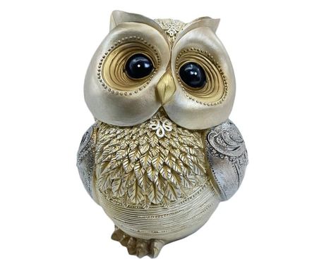 Statueta gold owl, forma bufnita, din rasina, lucrata manual, 20 cm, accente aurii, Doty