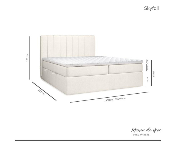 Boxspring postelja s prostorom za shranjevanje Skyfall 160x211 cm