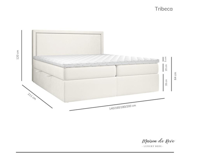 Boxspring krevet s prostorom za odlaganje Tribeca 200x211 cm