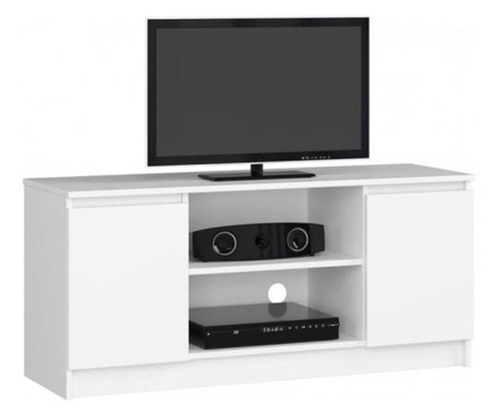 Скрин за телевизор, ламиниран картон, 6 рафта, бял, 120x40x55 см