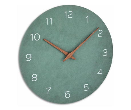 Прецизен декоративен часовник Mercaton®, МДФ, Диаметър 30,2 см, Стенен монтаж, Кварцов механизъм, Зелен