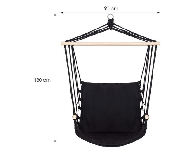 Hamac tip scaun, negru, max 150 kg, 90x130 cm, Springos