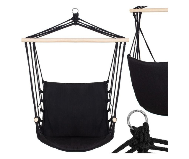 Hamac tip scaun, negru, max 150 kg, 90x130 cm, Springos