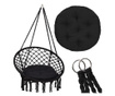 Hamac brazilian, tip scaun, cu perna, negru, max 150 kg, 79x80x120 cm, springos