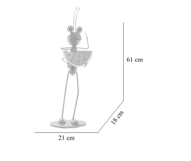 Decoratiune gradina, metalica, furnica cu pepene, 21x18x61 cm