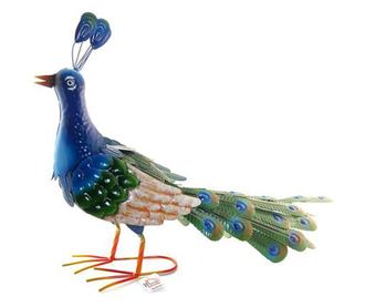 Decoratiune gradina, metalica, paun, 76x30x46 cm