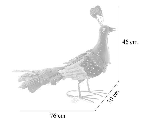Decoratiune gradina, metalica, paun, 76x30x46 cm
