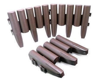 Palisada/bordura pentru gradina, maro, set 8 buc, 27x24 cm, 2.16 m