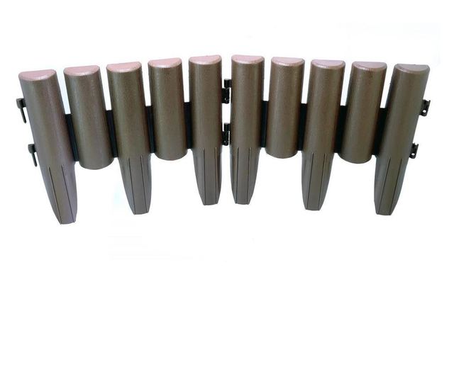 Palisada/bordura pentru gradina, maro, set 8 buc, 27x24 cm, 2.16 m