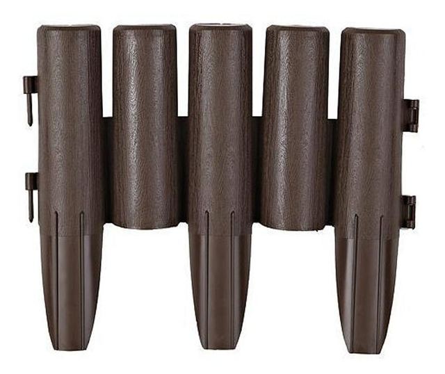 Palisada/bordura pentru gradina, maro, set 8 buc, 27x24 cm, 2.16 m
