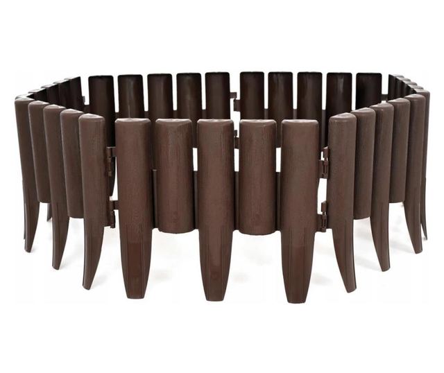Palisada/bordura pentru gradina, maro, set 8 buc, 27x24 cm, 2.16 m
