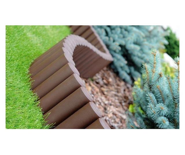 Palisada/bordura pentru gradina, maro, set 8 buc, 27x24 cm, 2.16 m