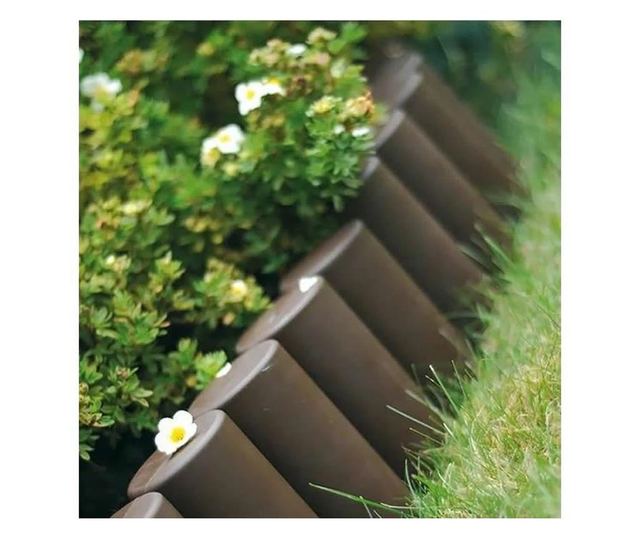 Palisada/bordura pentru gradina, maro, set 8 buc, 27x24 cm, 2.16 m