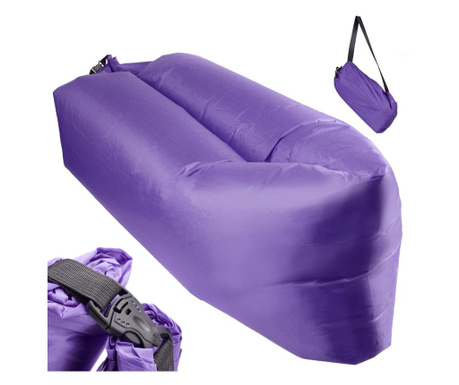 "lazy bag" надуваем дюшек за кола тип шезлонг за къмпинг, плаж или басейн, 230 x 70см, лилав