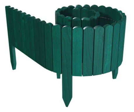 Декоративна дървена градинска ограда Mercaton® с 5 фиксиращи летви, 200×30 см, Зелена