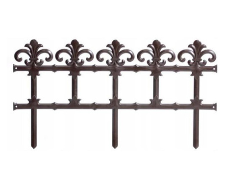 Gard de gradina decorativ, din plastic, maro inchis, 3.72 m x 34 cm