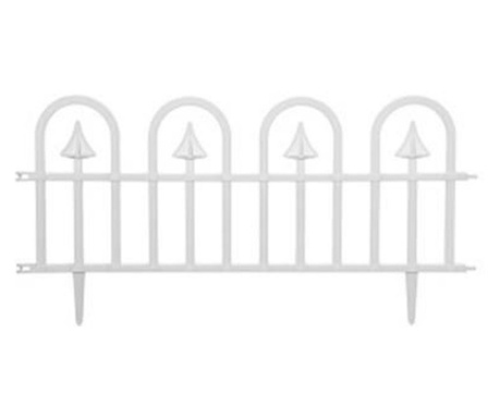 Gard de gradina decorativ, plastic alb, set 4 buc, 60x30.5 cm