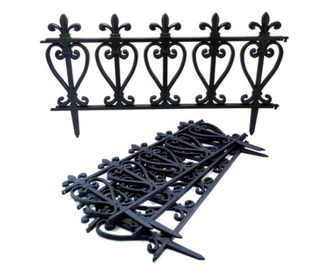 Gard de gradina decorativ, plastic negru, set 4 buc, 57x32.5 cm