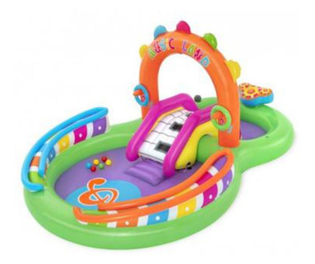 Надуваем басейн за деца, игра, с пързалка, 295x190x137 см, Bestway Sing 'n Splash