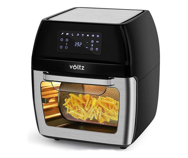 Фритюрник-фурна без мазнина Air Fryer Voltz V51980J, 1700W, 12 литра, 8 програми, Таймер, Инокс/черен - Код G8445