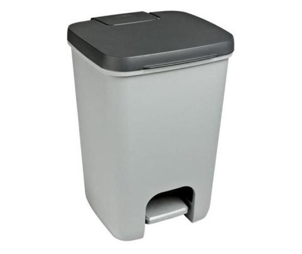 Cos de gunoi cu pedala, plastic, gri, 20 L, 30.3x29.4x42.8 cm, Curver