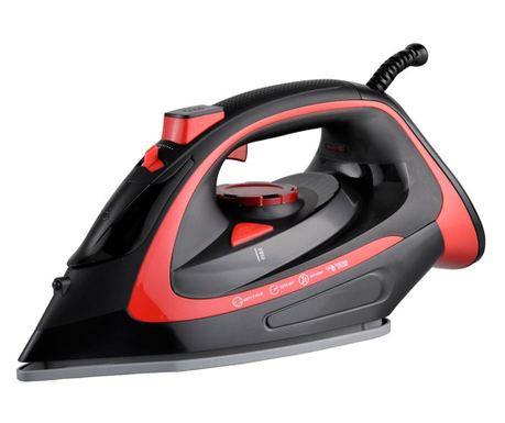 Парна ютия ZEPHYR ZP 1050 BQC, 3000W, с керамична плоча, самопочистване, вертикално гладене, Червен/Черен - Код G8334