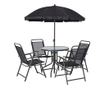 Set mobilier gradina/terasa, gri, 1 masa, 4 scaune, 1 umbrela, Leticia Grey