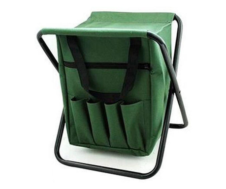 Scaun mini pliabil, gradina, camping, pescuit, cu geanta, verde, max 80 kg, 25x27x32 cm 