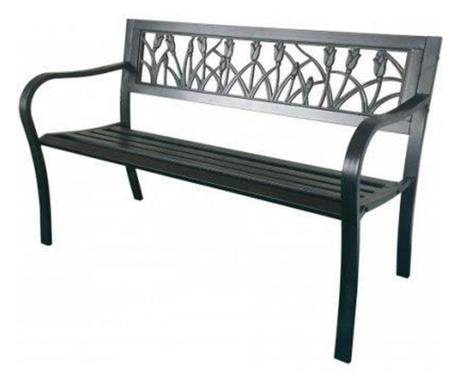 Градинска пейка, пластмасова облегалка, метална конструкция, 125x53x77 см, Raluca
