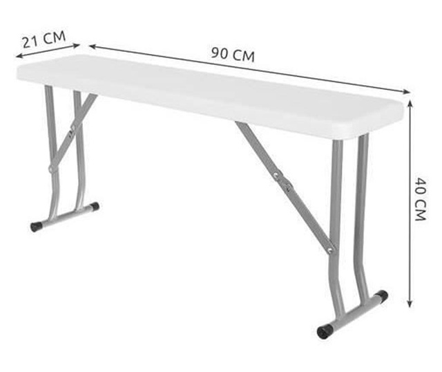 Set mobilier pentru gradina MCT 253 compus din 1 masa, 2 banci, Alb