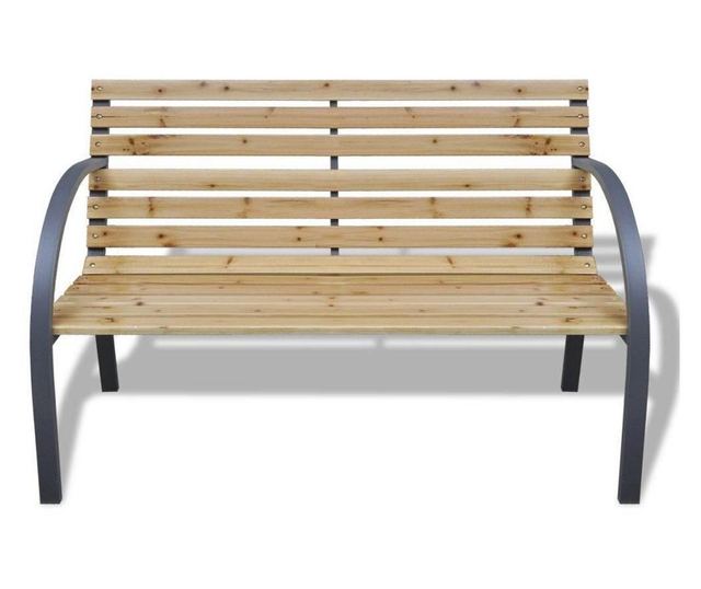 Градинска пейка, дървена, метална конструкция, 123x54x77 см, Everild