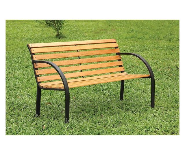 Градинска пейка, дървена, метална конструкция, 123x54x77 см, Everild