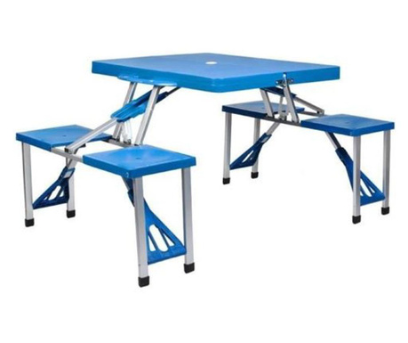 Összecsukható asztal, kemping, 4 székkel, 82x82x70 cm, Malatec