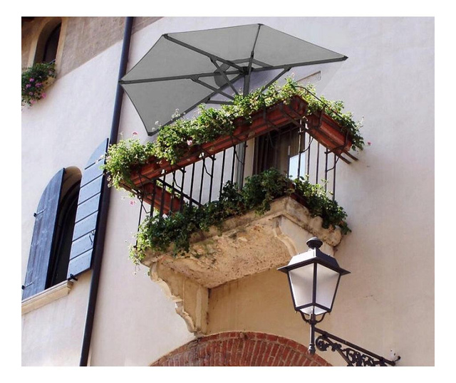 Umbrela balcon/terasa, semirotunda, gri, 270 cm
