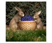 Decoratiune gradina, ceramica, 2 iepuri cu cos, 42x21x30 cm