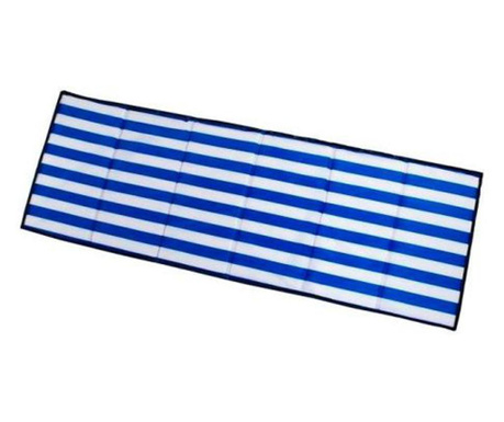 Плажно одеяло, с дръжка, райета, бяло и синьо, 190x70 см, Isotrade