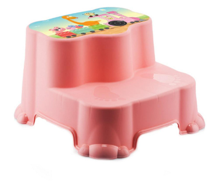 Scaunel inaltator WC cu doua trepte pentru copii, roz,  36x34.6x22.5 cm