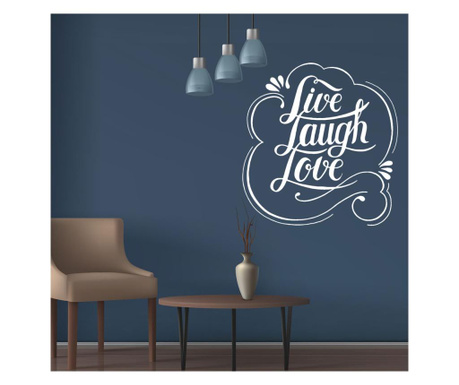 Sticker decorativ perete citat live, laugh, love” alb